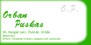orban puskas business card